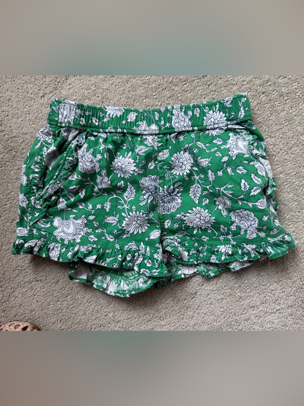 Crewcuts Green Floral Elastic Waist Shorts